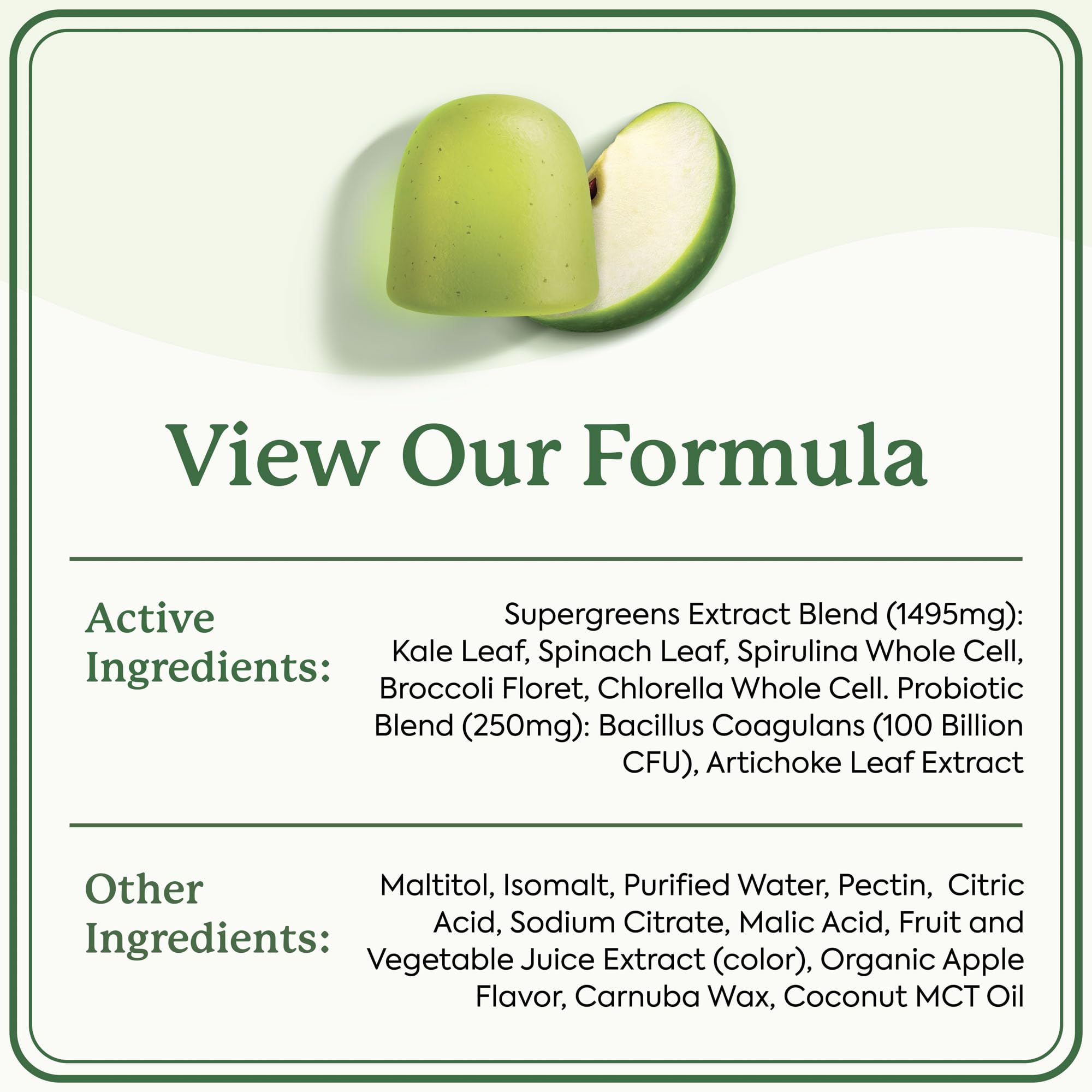 Plant People WonderGreens Veggie Gummies Super Greens with Probiotics Multivitamin Support Gummy for Wellbeing, Energy, Immune and Gut Health, Green Apple Flavor (60 Count)