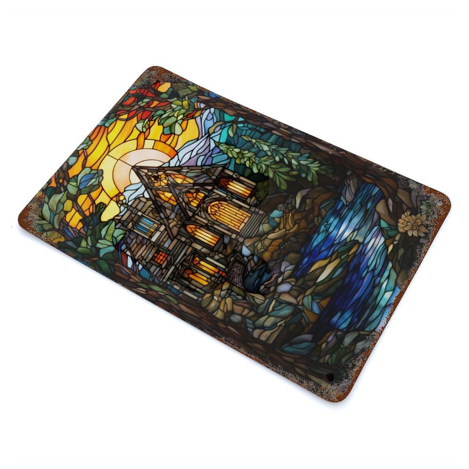 The Forest Home 11.8"x7.9" Aged Metal Wall Plaque, Retro Wall Decor for Farmhouse, Kitchen And Entryway Decor