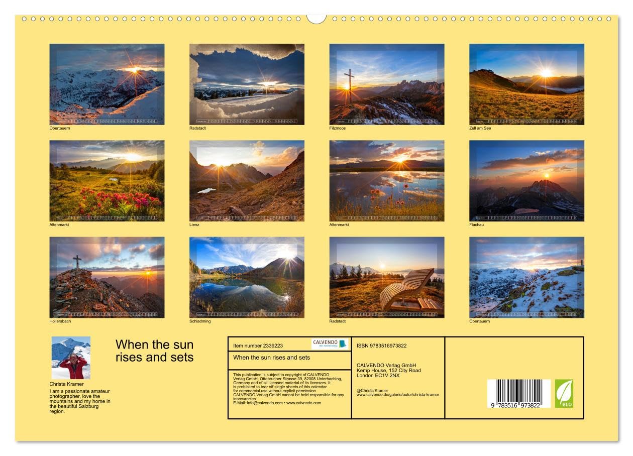 When the sun rises and sets (High Quality Premium Wall Calendar 2027 DIN A2 landscape),CALVENDO 12 Month Wall Calendar: Magical moments in the Austrian Alps