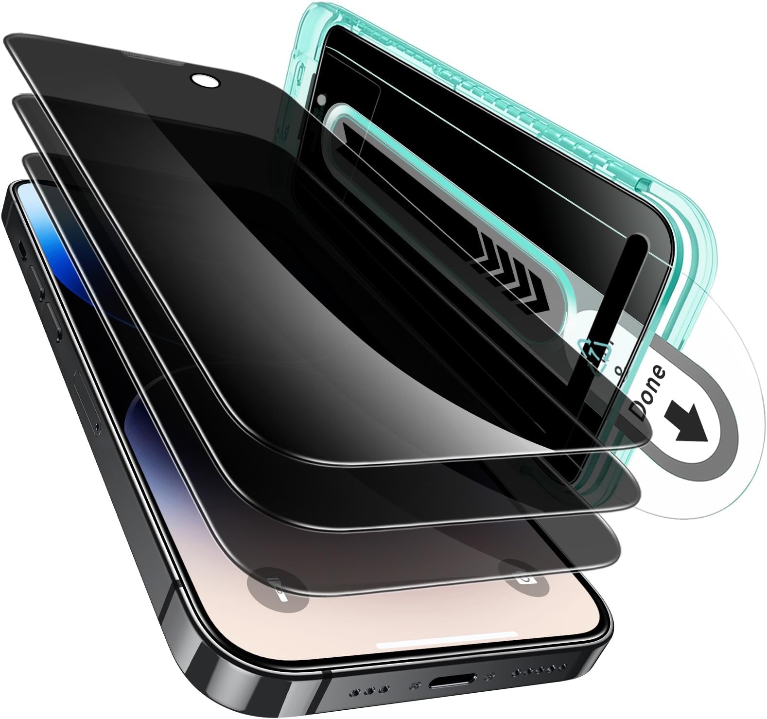 3 Pack for iPhone 16 Pro Max Privacy Screen Protector, Anti-spy Tempered-Glass Privacy Screen Protector with Flawless Fit Tray