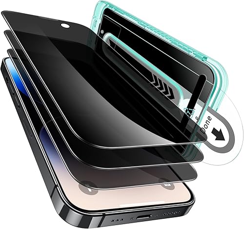 Miniatura 18 de ESR Paquete de 3 protectores de pantalla de privacidad para iPhone 15 Pro Max, protector de pantalla de privacidad de vidrio templado antiespía con