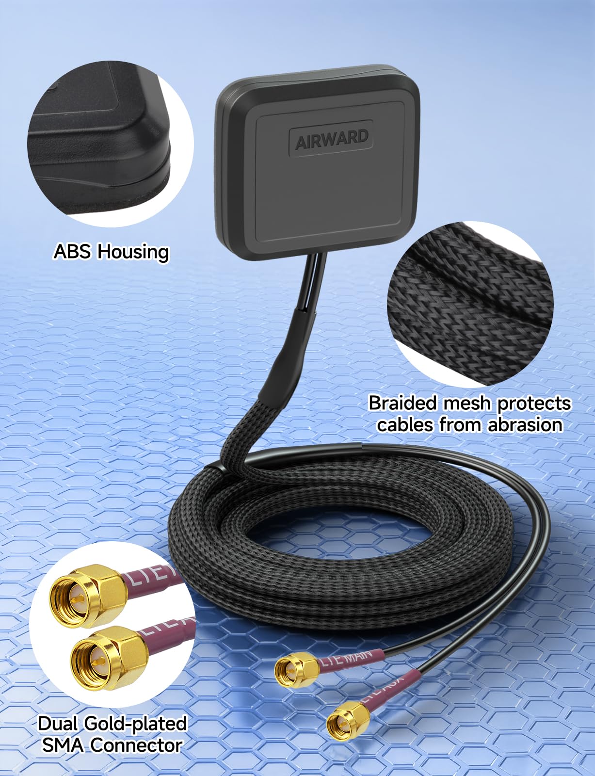 Superbat Antenne MIMO 4G LTE Ultra Plate Omnidirectionnelle avec Double Connecteur SMA Mâle Compatible avec Les Routeurs 4G LTE