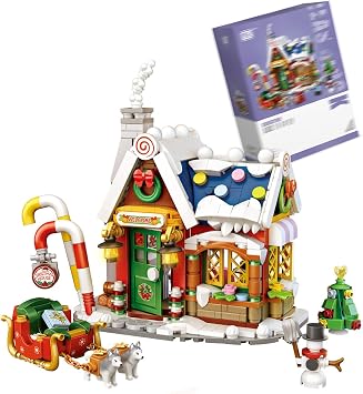 Mini Christmas Gingerbread House Building Blocks, Creative Christmas Snowman Tree Set, Santa Claus Gifts Store, a Great Holiday Idea Present for Friends Kids 1223