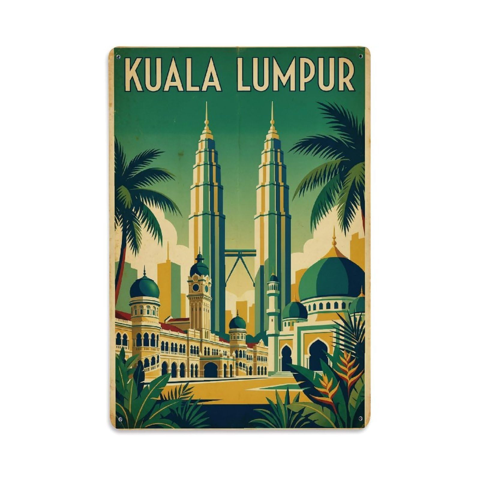 Gead 8X12inch Style Malaysia Kuala Lumpur Retro Metal Tin Sign