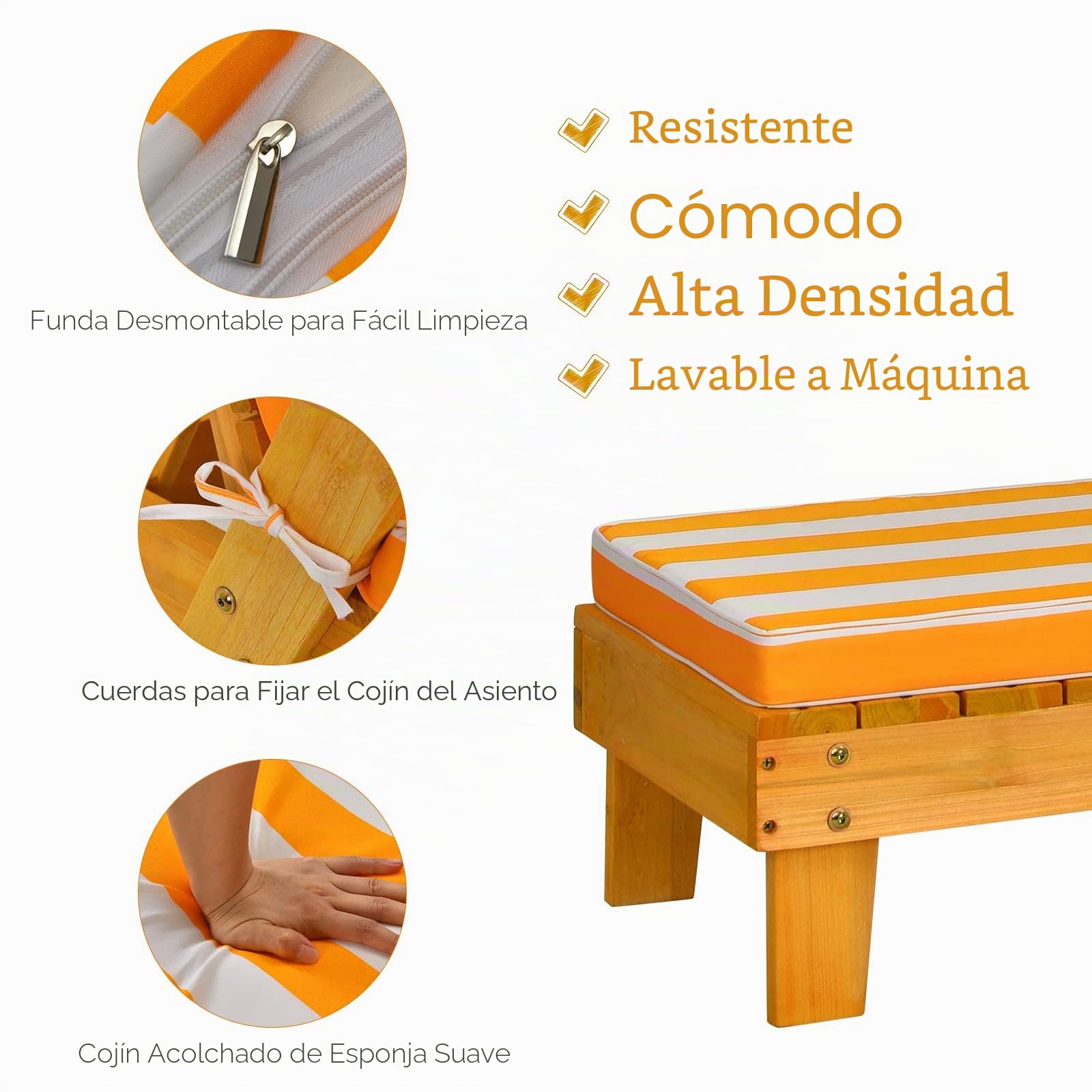 KOMFOTTEU Tumbona Infantil con Sombrilla, Silla Reclinable de Madera Maciza con Cojín para Niños, Sillón de Jardín para Baño de Sol con Carga 50 kg, Mueble de Playa, Balcón, Piscina, 92 x 49 x 106 cm