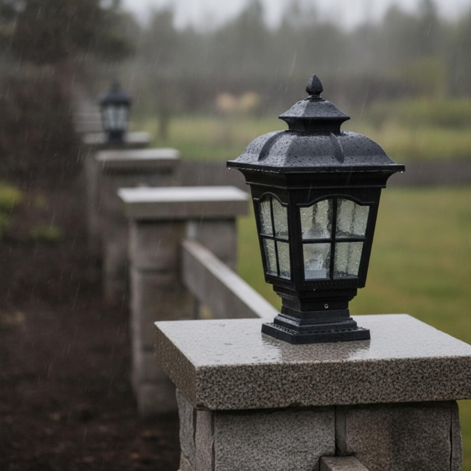 Outdoor Pfeilerlampe Laterne Pfostenleuchte Gartenleuchte Zaunleuchte aus Aluminium mit Gebackenem Farbanstrich IP55 Wassergeschützt Und , Antikbronze , Mittel