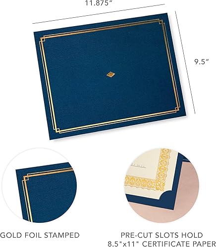 Vista 14 de Gartner Studios Gris con soportes para certificados de lámina plateada, papelería personalizada, 9.5 x 11.875 pulgadas, 6 unidades Gris con plata