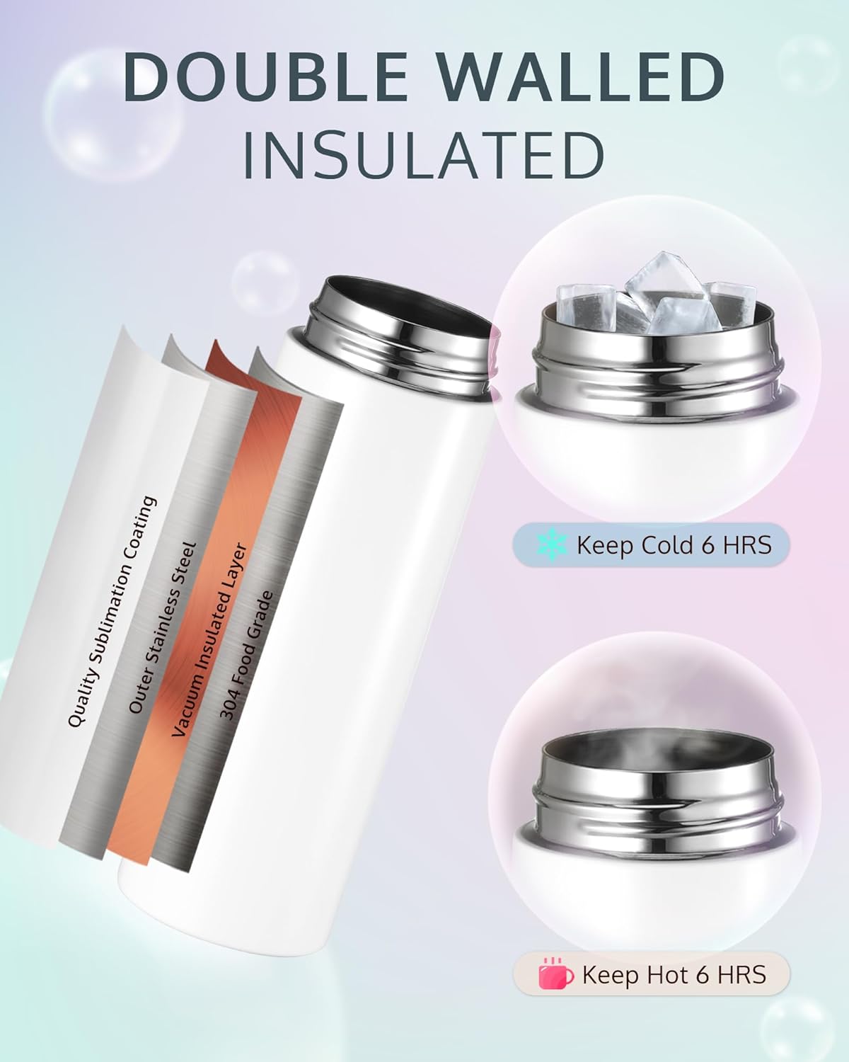 OFFNOVA 16oz Kids Sublimation Water Bottle Blank, Kids Sublimation Tumbler Bulk with with One-click Pop-up Straw, Children Sublimation Cups for Milk, Soda, Juice, Drinks (6 Pack) - Image 5