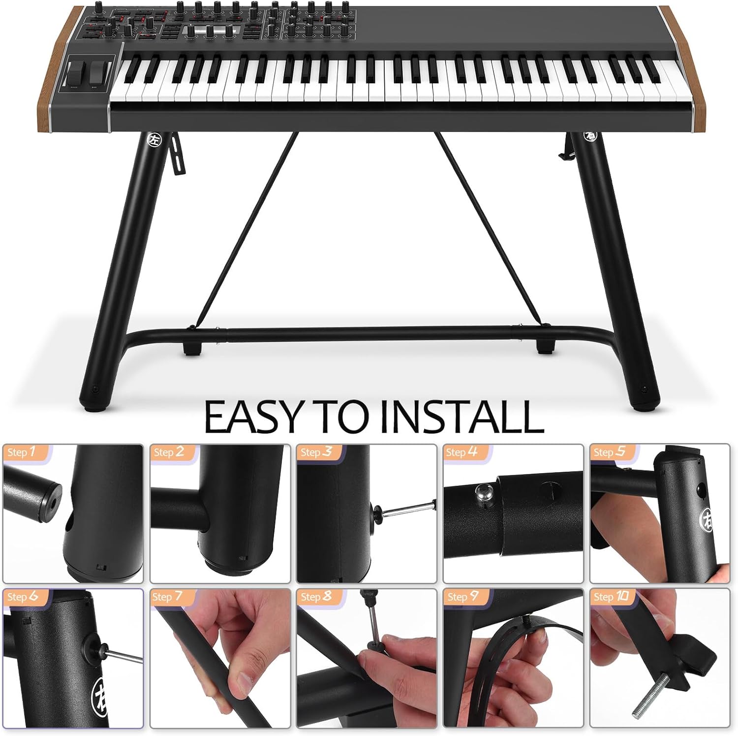 ABOOFAN Heavy-duty U-shaped Keyboard Stand Metal Piano Table with Non-slip Base for Electronic Pianos Wide Compatibility for Home Stage and Studio Use