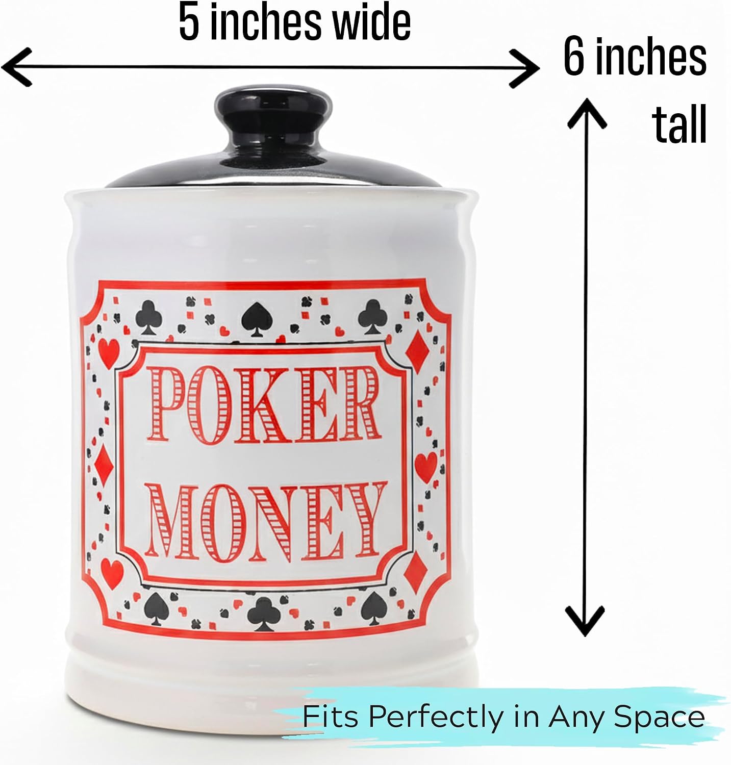 Cottage Creek Jars | Poker Money Piggy Bank, Ceramic Slot Machine Coin Bank Casino Money Jar | Gifts for Women, Men, Dad, Friends | Gambling Gift Ideas for Poker Players and Casino Lovers