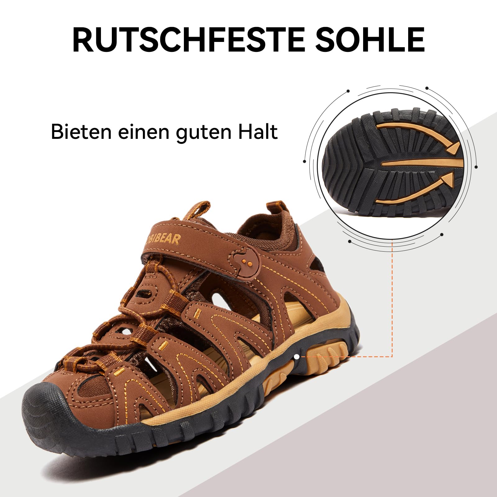 HOBIBEAR Kinder Jungen Outdoor Sandalen Trekkingsandalen Sport Sandalen Mädchen Geschlossen Wandernsandalen Sommer Atmungsaktiv Rutschfest Hiking Sandal Sportsandalen für Kinder