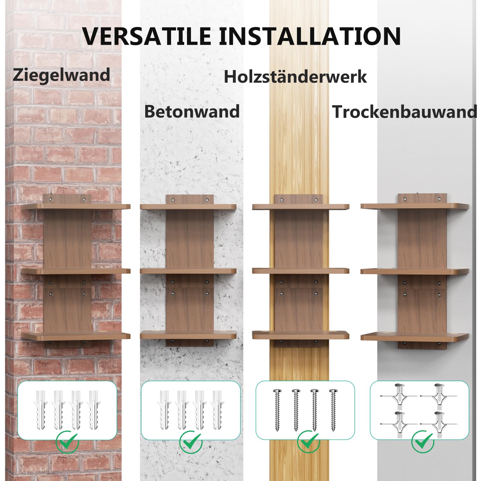 WALI Schwebende Entertainment-Center-Regale, halten bis zu 10 kg, TV-Regal mit verstärktem Holz für DVD-Player, Kabelboxen, Spielekonsolen, TV-Zubehör (CS303N), 3 Regal | Projektorregal für Router, Spielekonsolen, Kabelboxen, Wandhalterungsregale bis 10 k