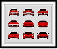 Vista 8 de Custom Car Posters Handmade Poster compatible with Chevy Corvette Generations and Print of Chevrolet Corvette (C1 C2 C3 C4 C5 C6 C7 C8) (Landscape)