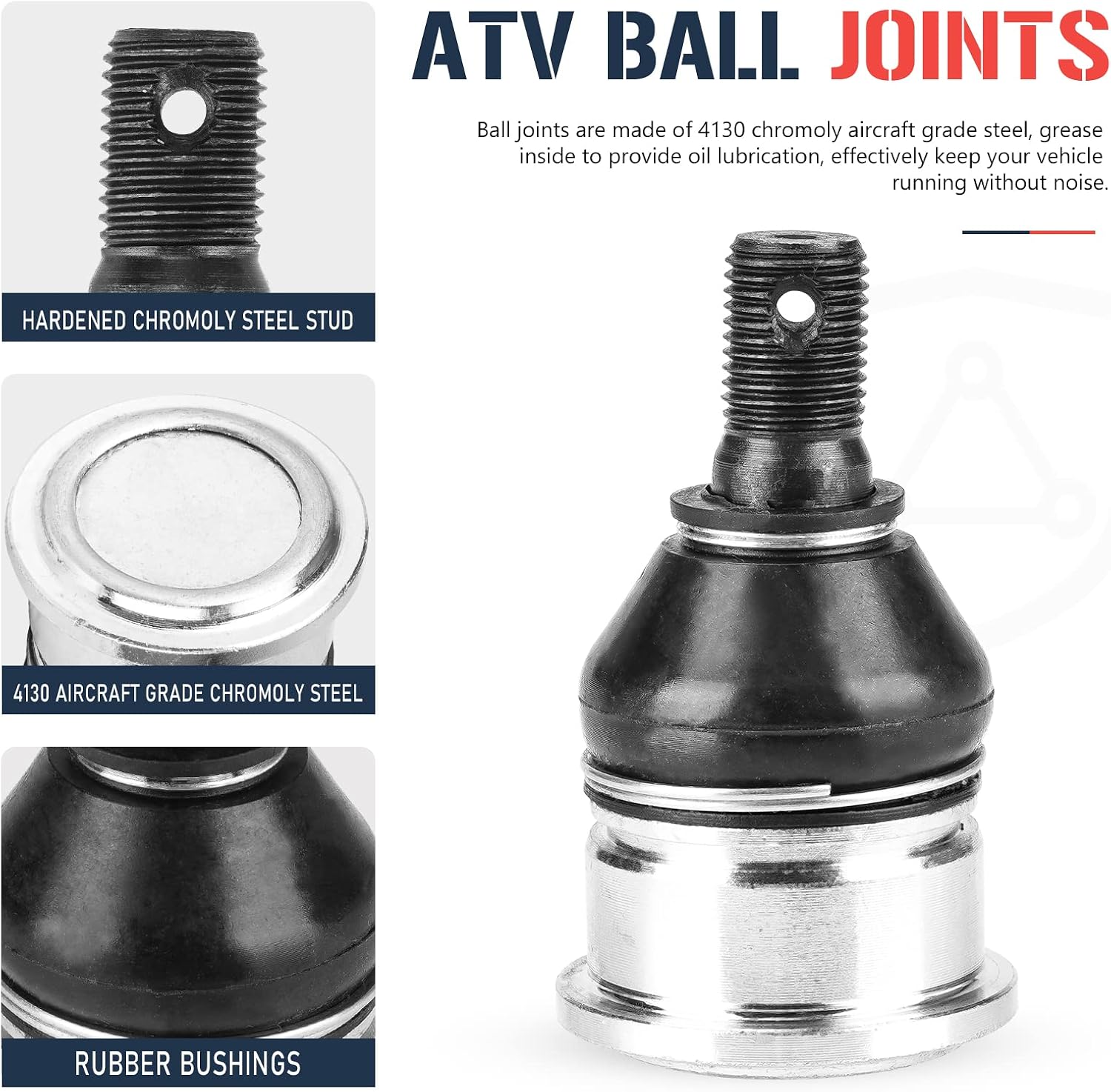 Upper and Lower Front Ball Joint for Yamaha Grizzly 550 YFM550 2009-2014, for Grizzly 700 YFM700 2007-2024, for Kodiak 450 YFM450 2018-2024, Replaces for 3B4-23579-00-00, 3B4-23579-01-00, 2 Pcs