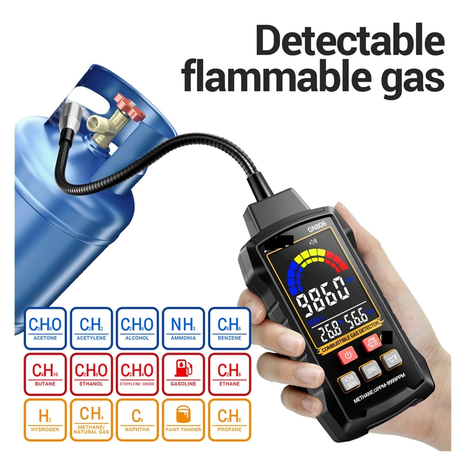 Gasdetektor, GN806 Gaslecksuchgerät Auto Rauchleckanalysator Ölleitungsgenerator Diagnoseorter Automotive Keine Pumpe EVAP Gasanalysewerkzeuge für Arbeit und Zuhause
