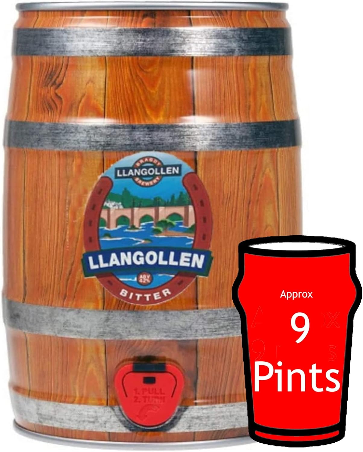 Llangollen Bitter Party Can 5 Litre Traditional Welsh Craft Beer Keg with Tap Draft Beer