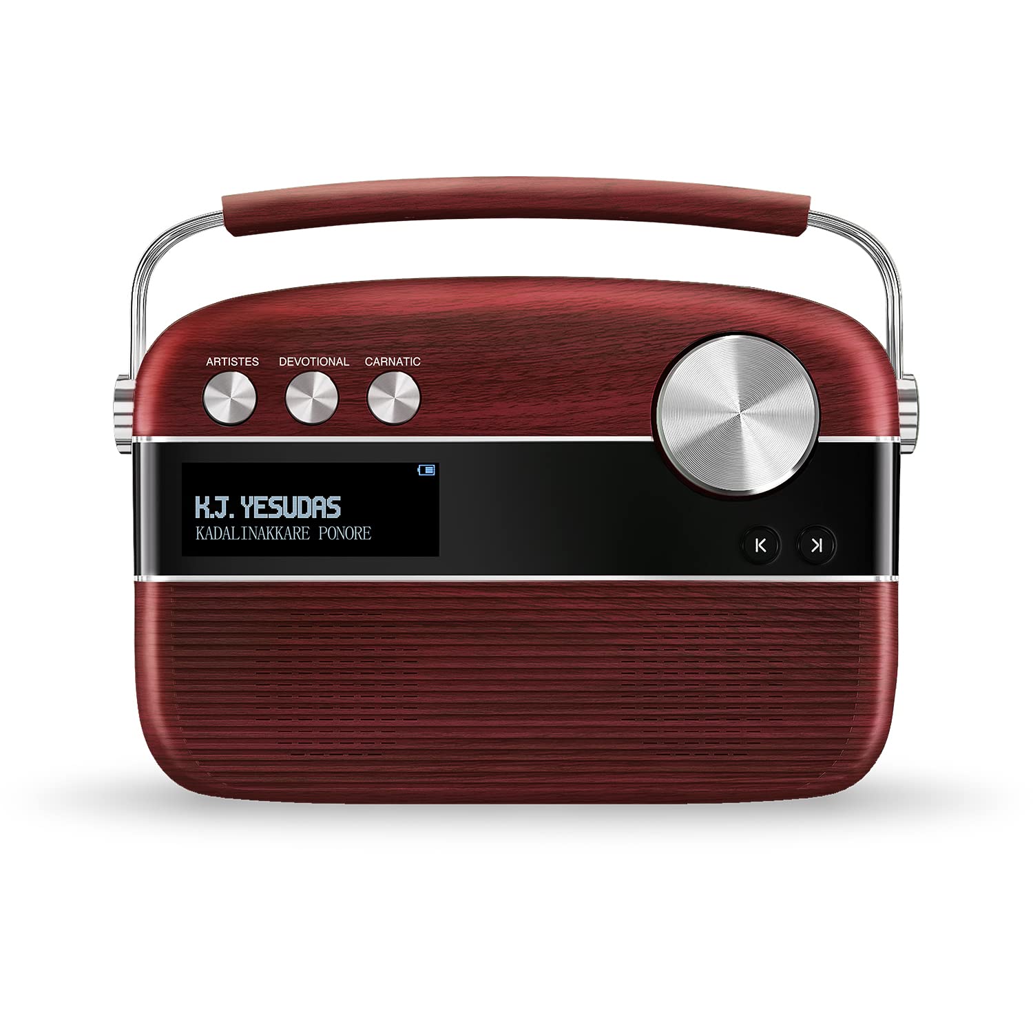 CarvaanSaregama Malayalam - Portable Music Player with 5000 Preloaded Songs, FM/BT/AUX (Cherrywood Red)