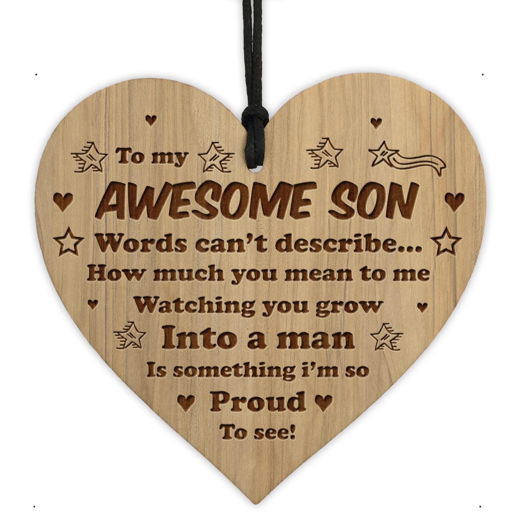Red Ocean Son Birthday AWESOME SON GIFT From Mum Dad Engraved Heart Thank You