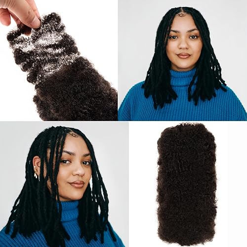 Afro Kinkys Bulk Human Hair for Dreadlock Extensions, Locs Repair Braiding – 100% Pure Human Hair, 8 Inch, 30g/1OZ, Natural Black, Loc Fix, Bulking Dreadlock Extensions & Twisting Knot