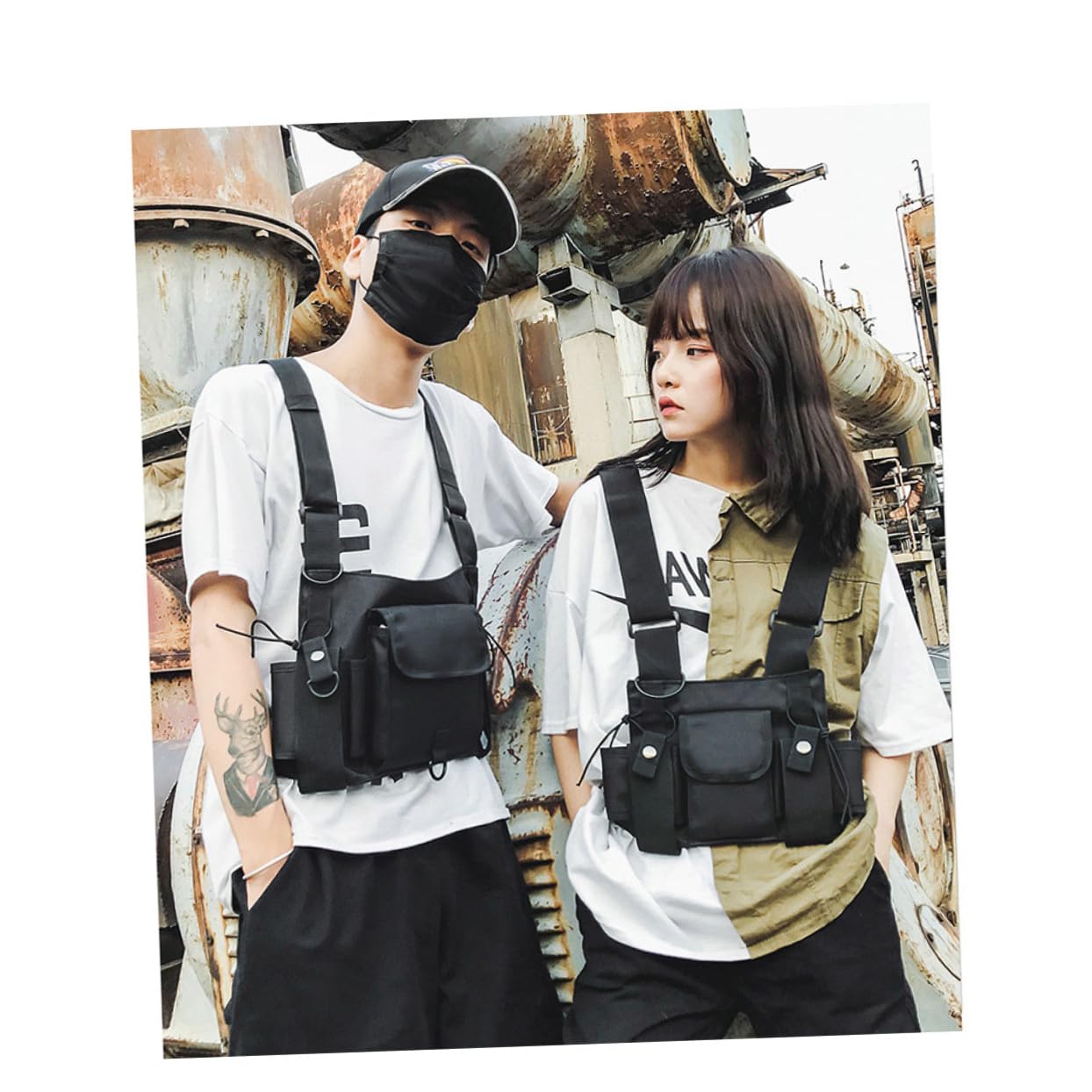 SHERCHPRY 2 bolsas cruzadas con llavero de abeja, chaleco, bolsa de felpa, estuche para lápices, mochila para el pecho, mochilas, chaleco