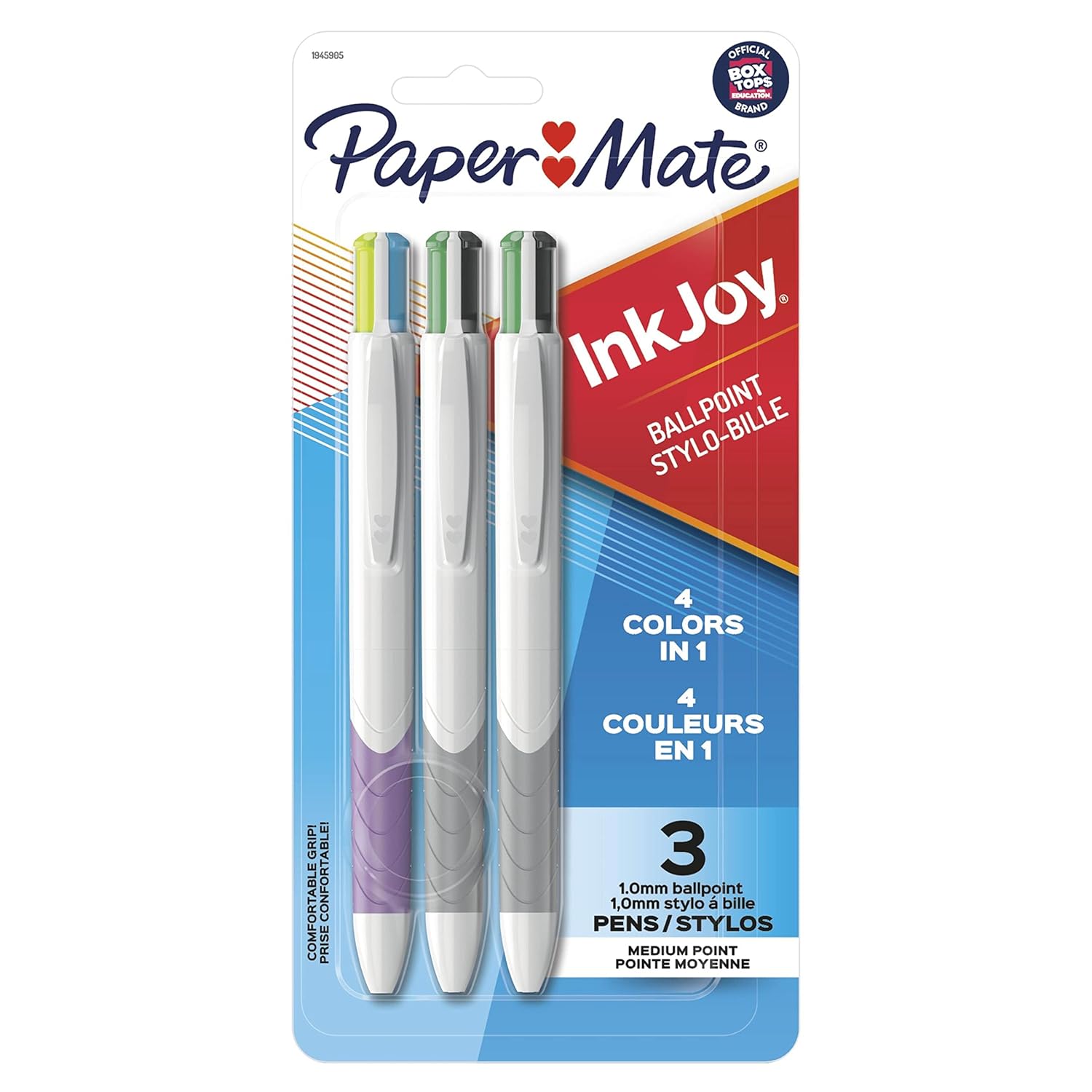 Paper Mate InkJoy Quatro Retractable Ballpoint Pens Medium Point Assorted Colors 3 Pack