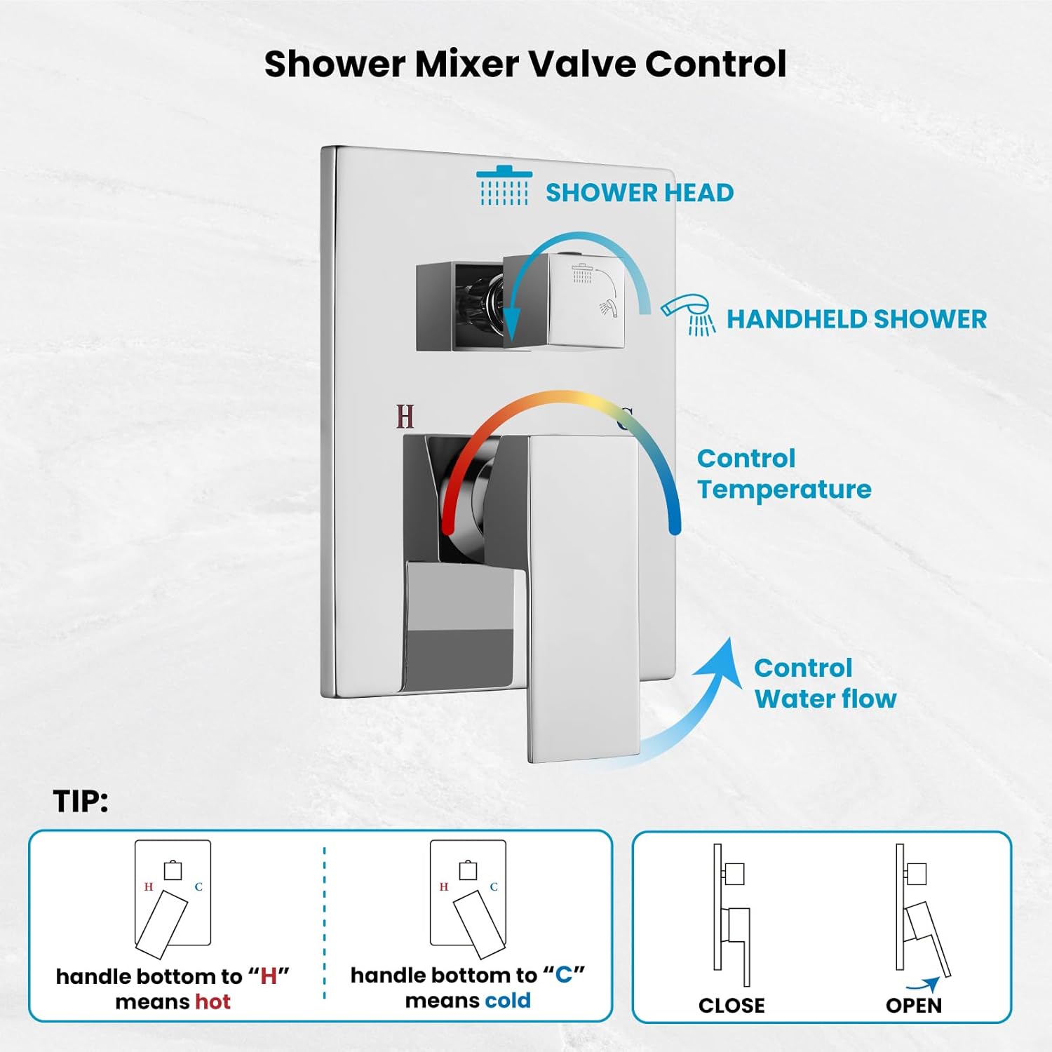 gotonovo Bathroom Shower Faucet Set with Slide Bar 12 inch Rainfall Shower Head with Handheld Spray Combo Shower Trim Kit Shower System Rough-in Valve Included Wall Mounted Polished Chrome