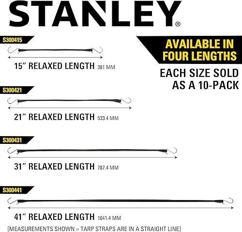 Miniatura 7 de STANLEY S300441 - Cables elásticos de lona de goma EPDM de 41 pulgadas para navegación, campamento, soporte de carga, paquete de 10