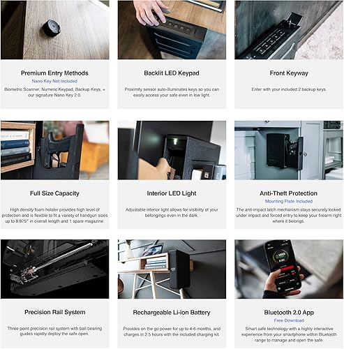 Miniatura 5 de Vaultek Slider Series - Pistola de seguridad inteligente resistente para pistola de apertura automática rápida con batería recargable de iones de