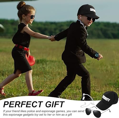 Miniatura 4 de Juego de 6 piezas de juguete para cosplay, disfraz secreto, incluye tapones para los oídos, gafas de sol de tubo acústico y sombrero de seguridad