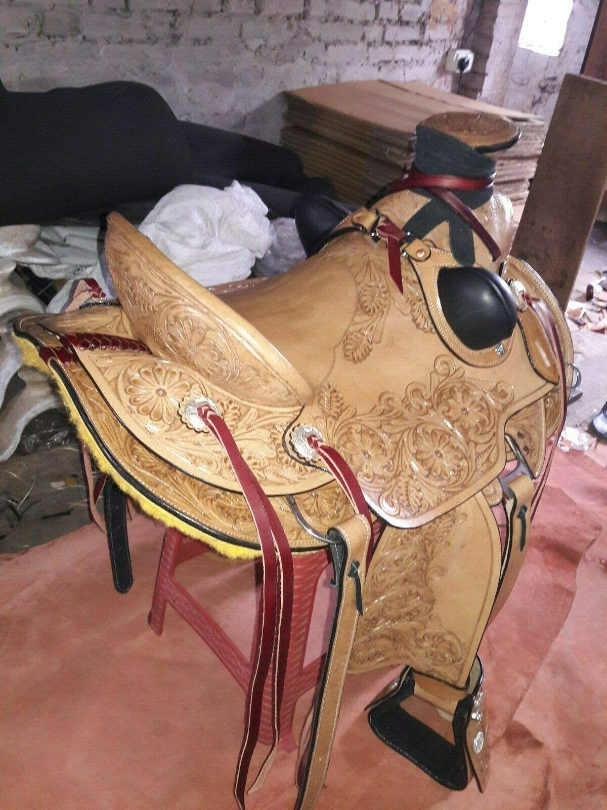 Equestrian Universe Western Heavy Duty Wade Ranch Roper Sella con Testa Stallo Collare