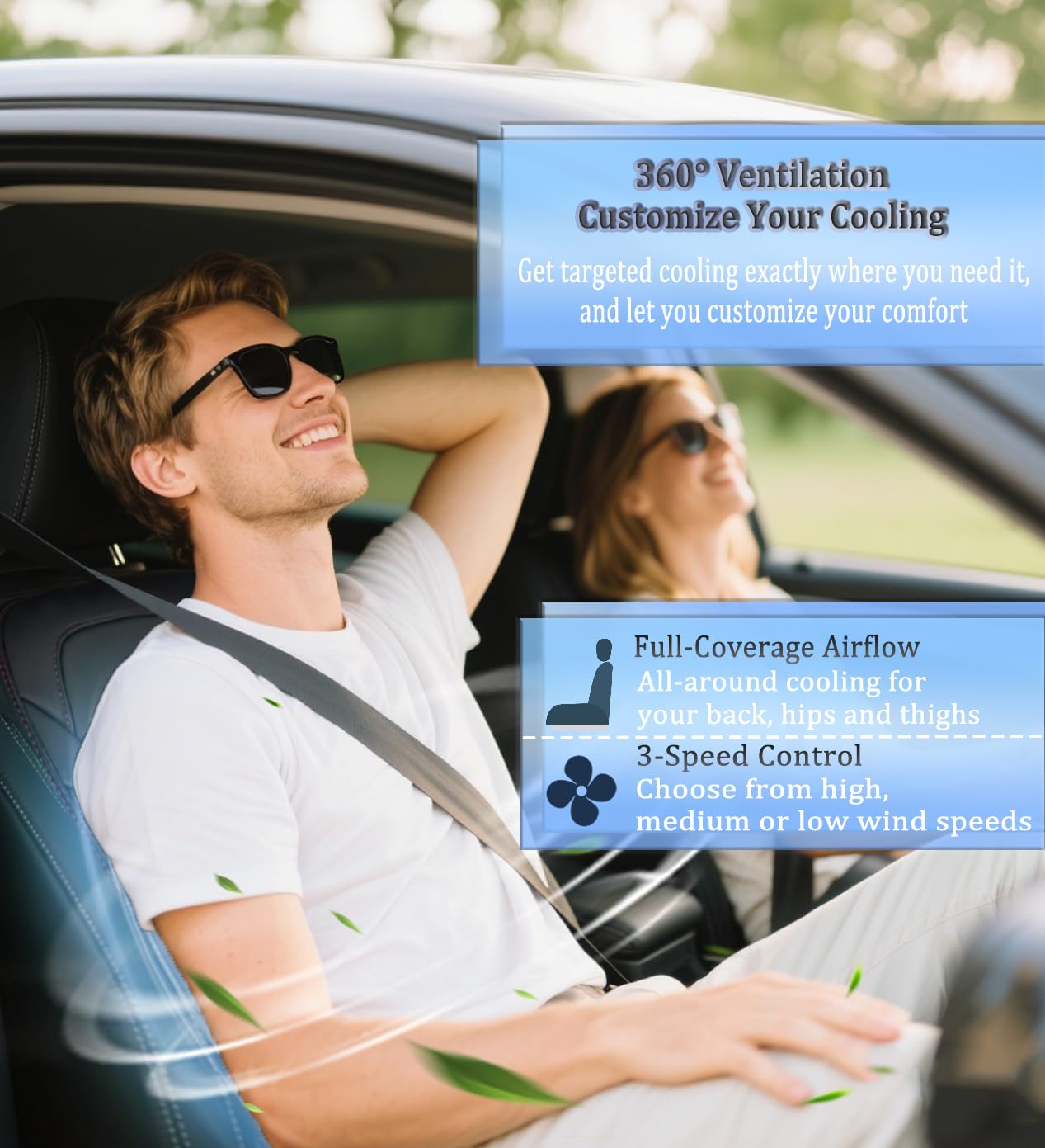 3-in-1 kühlendes Autositzkissen mit Massage & Klimatisierung, 16 Ventilatoren, belüfteter Sitzkühler, 12 V Vordersitz, Allwetter-Kühlsitzbezug für Auto, SUV, LKW (Warm&Kühlung&Massage-3)