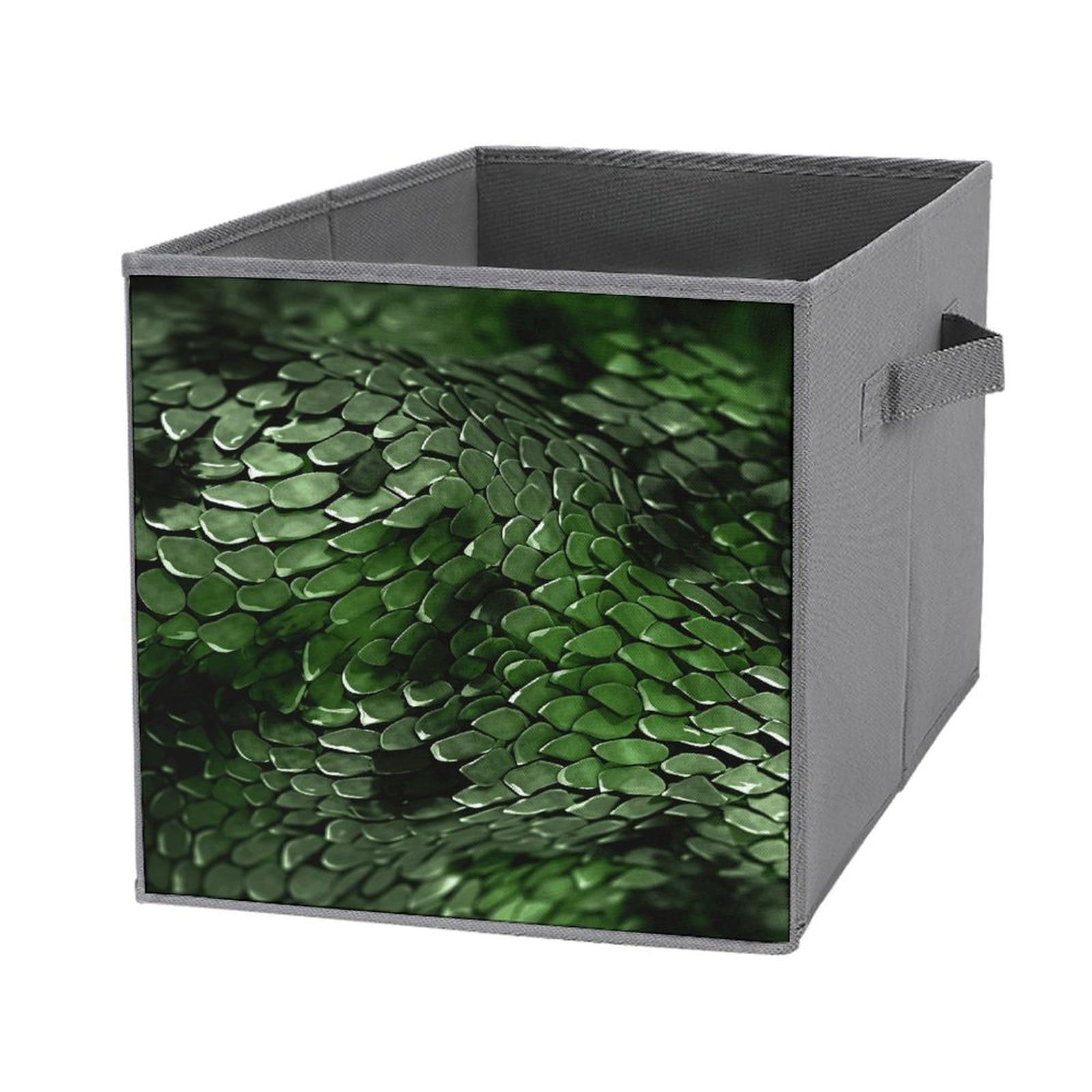 Bacs de rangement pliables à motif serpent vert et cubes en tissu avec poignées renforcées