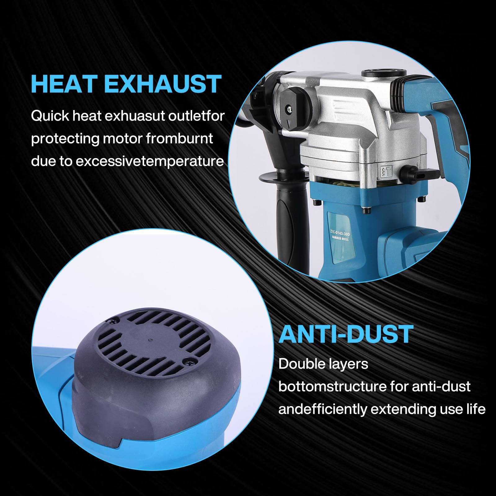 Martello Demolitore Tassellatore 1500W: 1000RPM Trapano a Percussione Professionale con 3 Funzioni, Sistema SDS-Plus, Capacità 32mm nel Calcestruzzo, Set 5 Punte e Valigetta Inclusa