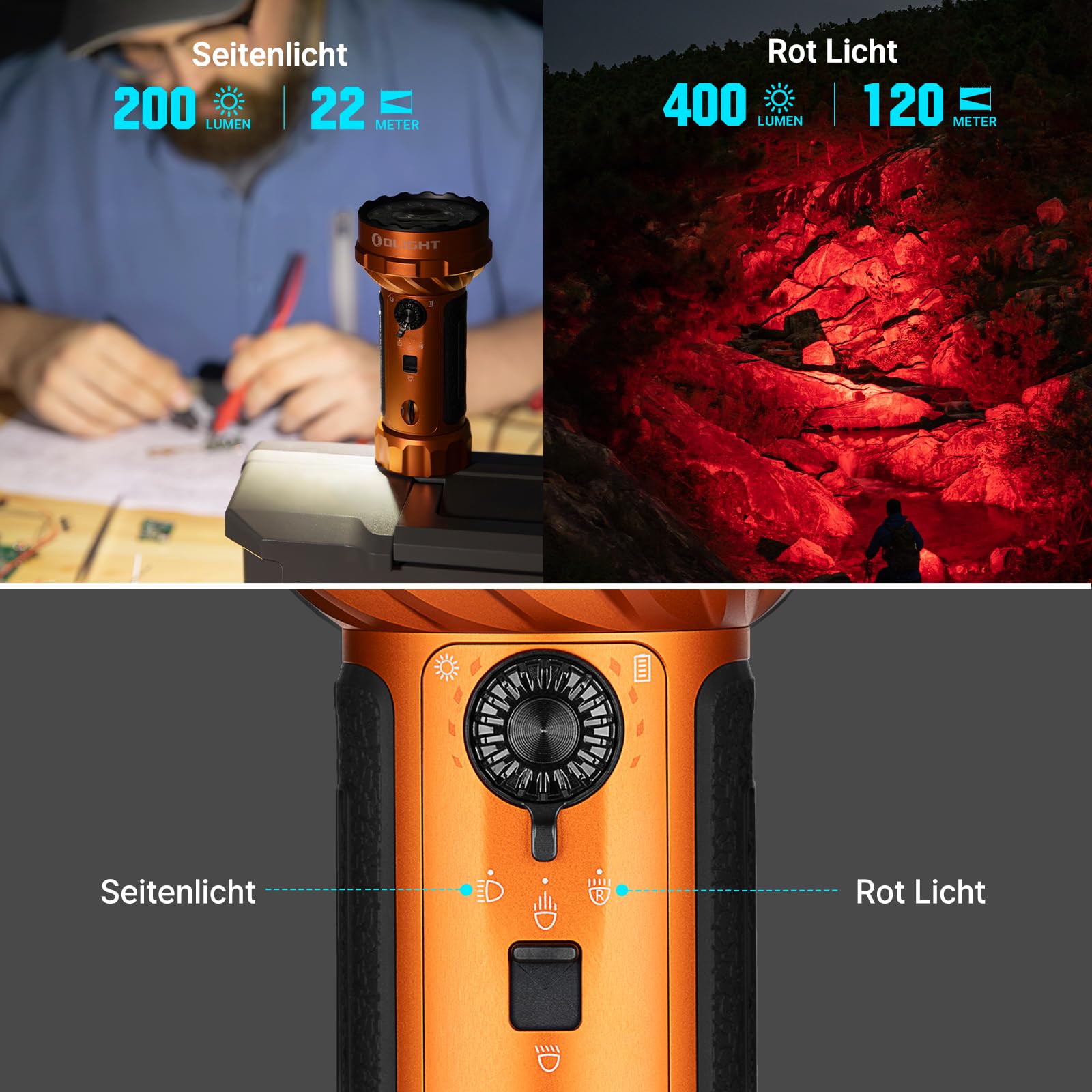 OLIGHT Marauder Mini 2 LED extrem helle Taschenlampe 10000 Lumen 750 Meter, USB-C aufladbare Taschenlampen mit 5Lichtmodi, IPX8 Handlampe mit Flut-und Fokussiertes Licht für Outdoor Campin(Orange) | USB-C aufladbare Taschenlampen mit 5Lichtmodi, IPX8 Hand