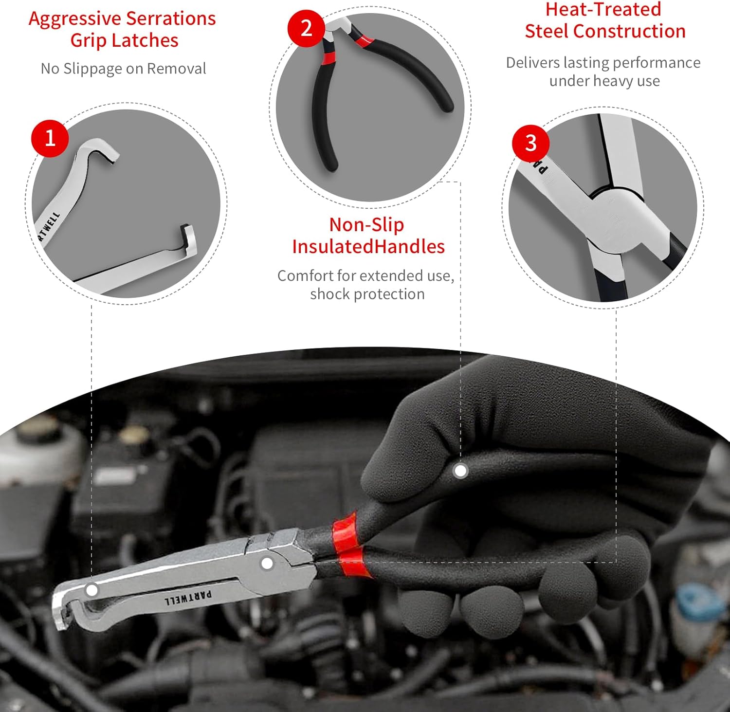 Electrical Disconnect Pliers Set – 3PC Electrical Disconnector Pliers for Cars, Fuel Line Disconnect Tool, and 1PCS Electrical Connector Plier – Automotive Electrical Tool Kit