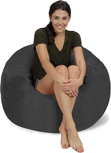 Sillón tipo puf grande de Chill Sack, con espuma viscoelástica y funda de microfibra suave, 3 pies, Microfibra