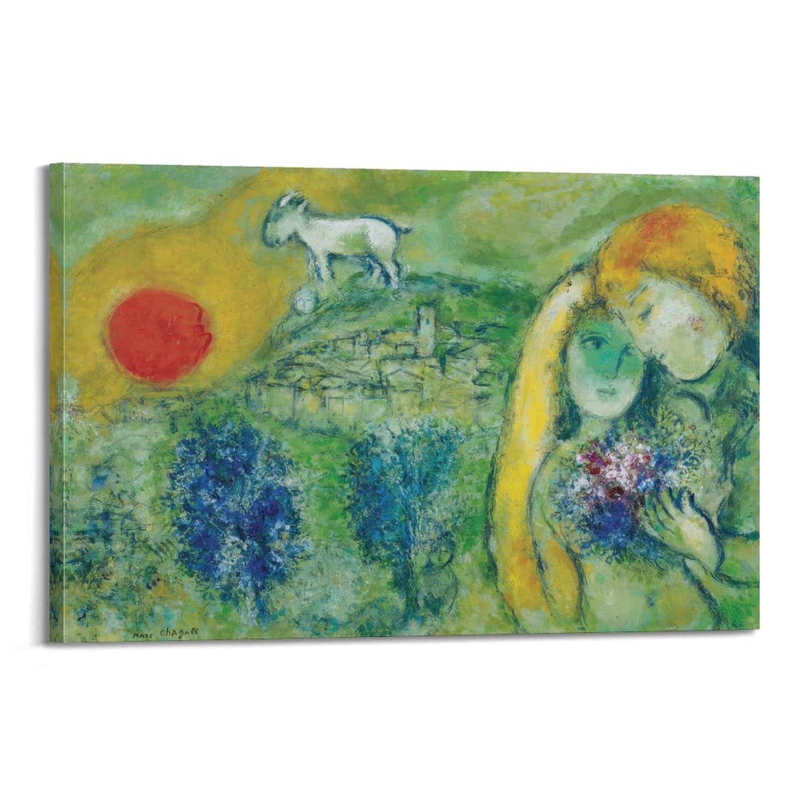 Marc Chagall Poster The Lovers of Vence Canvas Art And Wall Art Picture Print Modern Family Bedroom Decors 24x36inch(60x90cm)