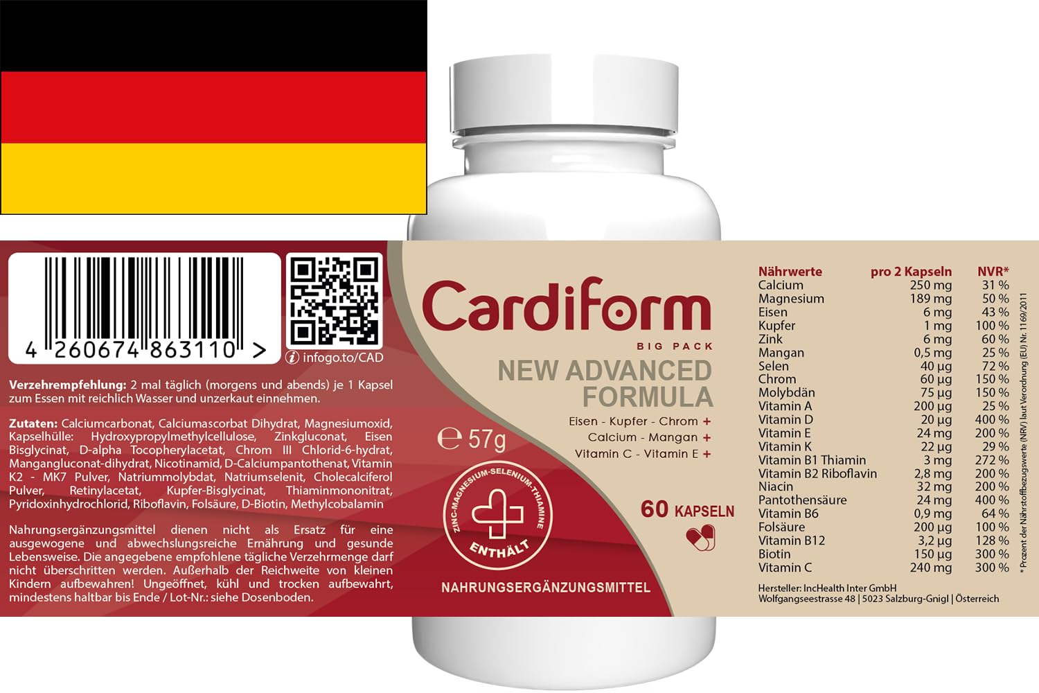 180 capsule, confezione da 3 pezzi