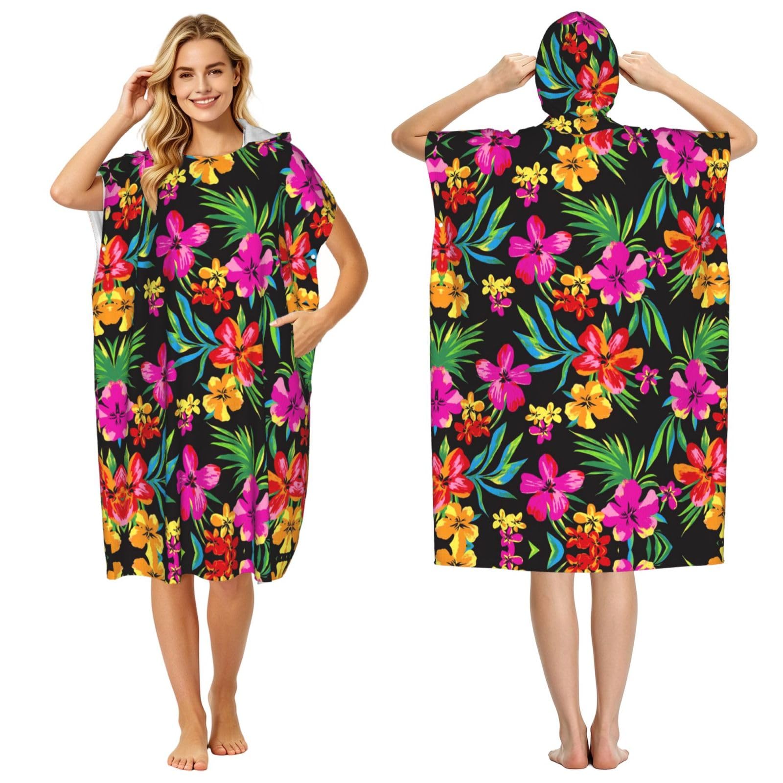 Serviette de bain peignoir à langer poncho à capuche pour surf et natation