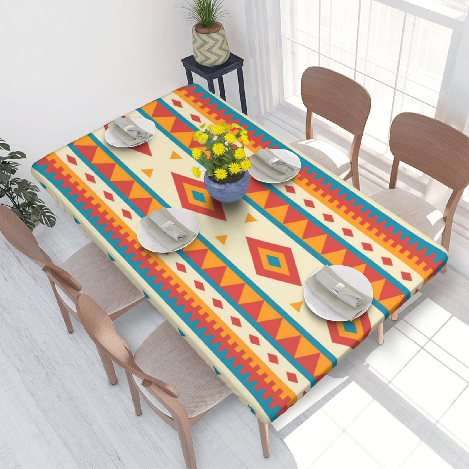 BNVSADC Native American-Pattern Printed 4FT Tablecloth 122x76 CM Polyester Kitchen Water Resistant Table Cloth Dining Table Decoration Table Covers