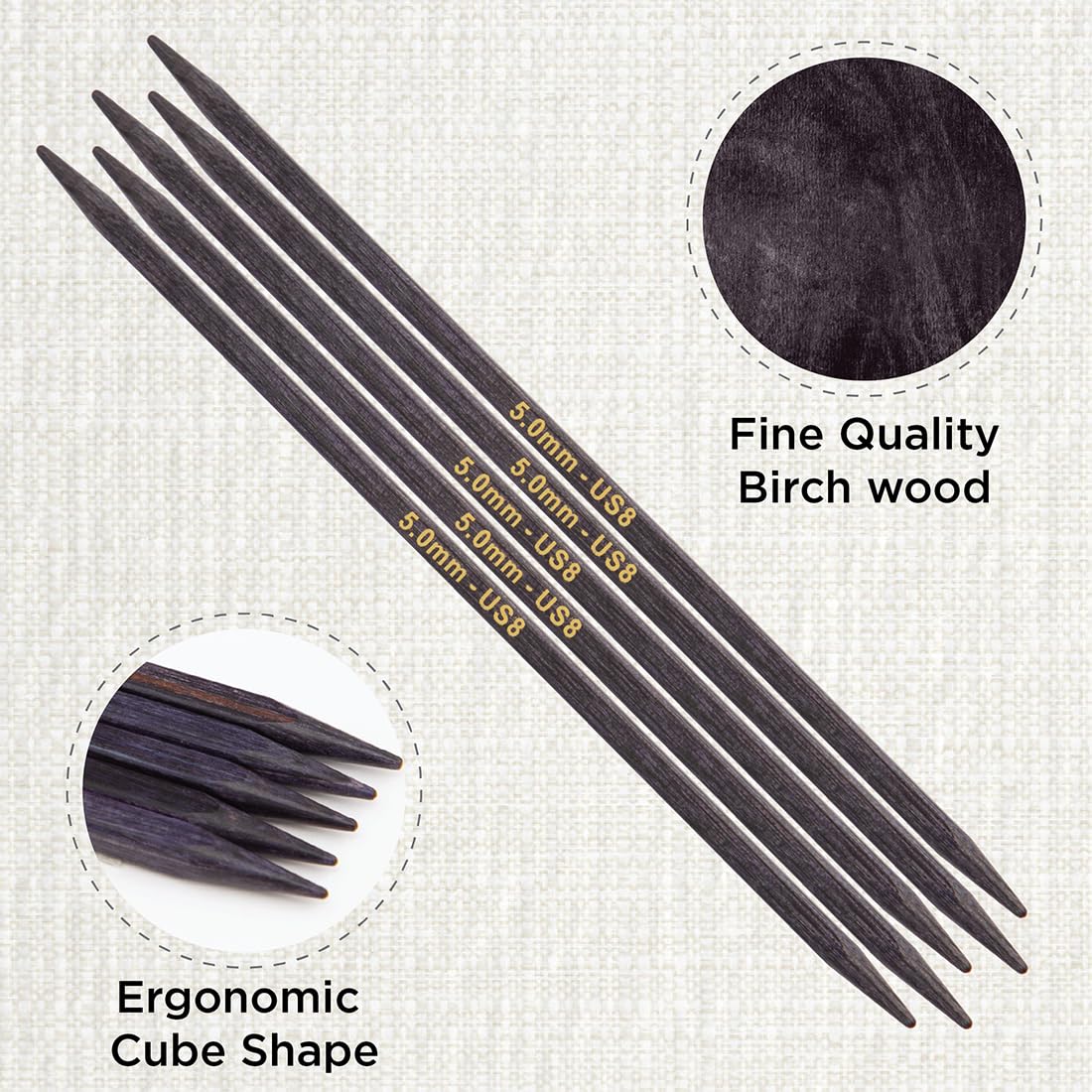 KnitPro J’Adore Cubics Double Pointed Needles 6" (15cm), Lavender, 5.00mm - Image 2