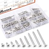 Rustark 210Pcs [#6 5/16'' to 1-1/2''] 304 Stainless Steel Flat Head Phillips Cross Wood Screw Drive Self-Drilling Screws Assortment Kit