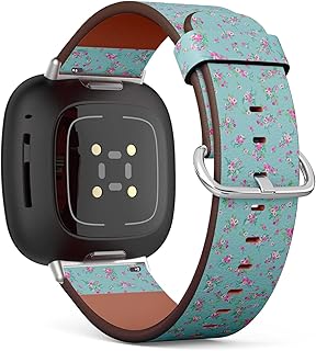 CJBROES Replacement Leather Watch Band, Compatible with Fitbit Versa 3 and Fitbit Sense of Wristband Bracelet Accessory - Small Pretty Flowers
