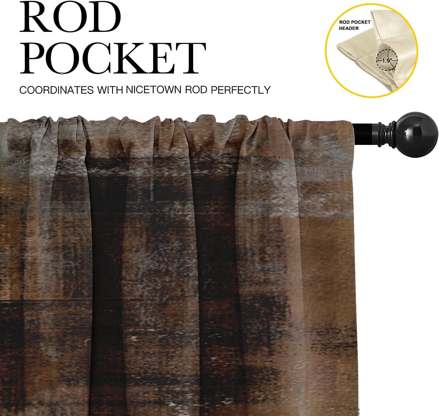 Emvency 4 Pack Valances Window Treatments, Abstract Dark Brown Art Painting Blackout Adjustable for Living Room Bathroom Bedroom Kitchen Over Sink, 18x52 Inch Rod Pocket Valances - Image 3