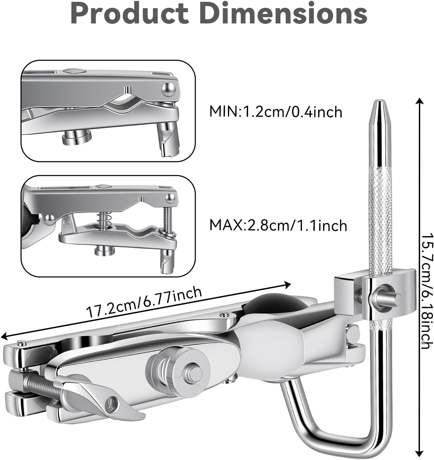 RANMING Tom Clamp Aluminum Alloy Cowbells Clamp Drums Set Mounting Clamps with Universal Omni-Ball & L-Rod Drums Set Clamps for Toms Cowbells Jam Blocks Tambourines
