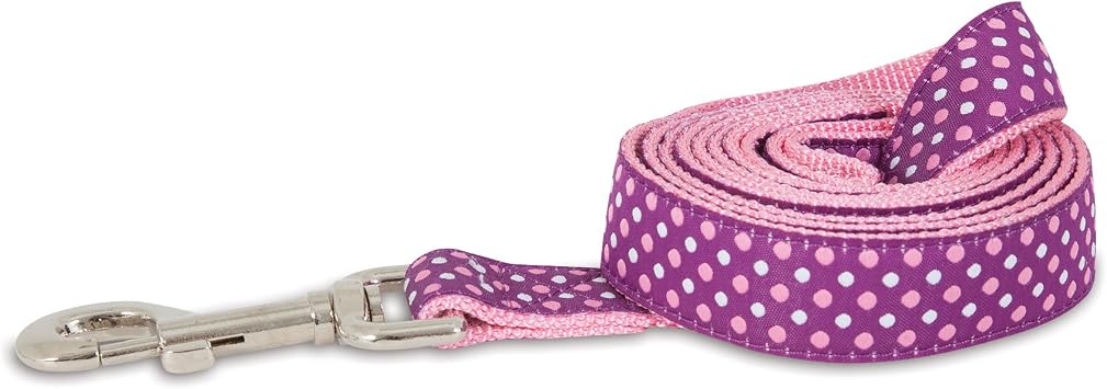 Doskocil Products Petmate M/M Dots Lead, Pink Dots, 1" x 6