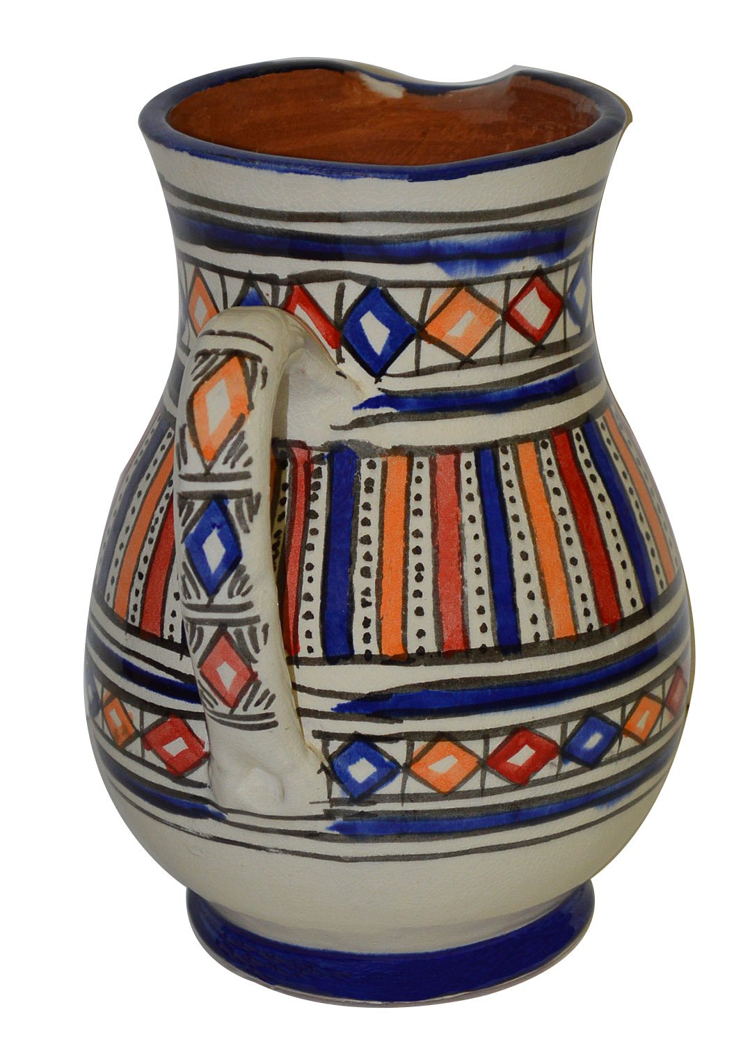 Moroccan Pitchers Sangria Handmade Ceramic Carafe Beverage Dispenser Jar Cooler Easy Pour 58 oz