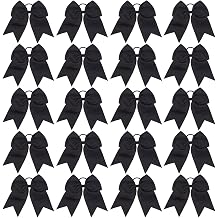 20 PCS 8 Inch Cheer Hair Bows Large Cheerleading Big Hair Bows with Ponytail Holder Hand-made Grosgrain Ribbon Hair Accessories for Teen GirlsBlack
