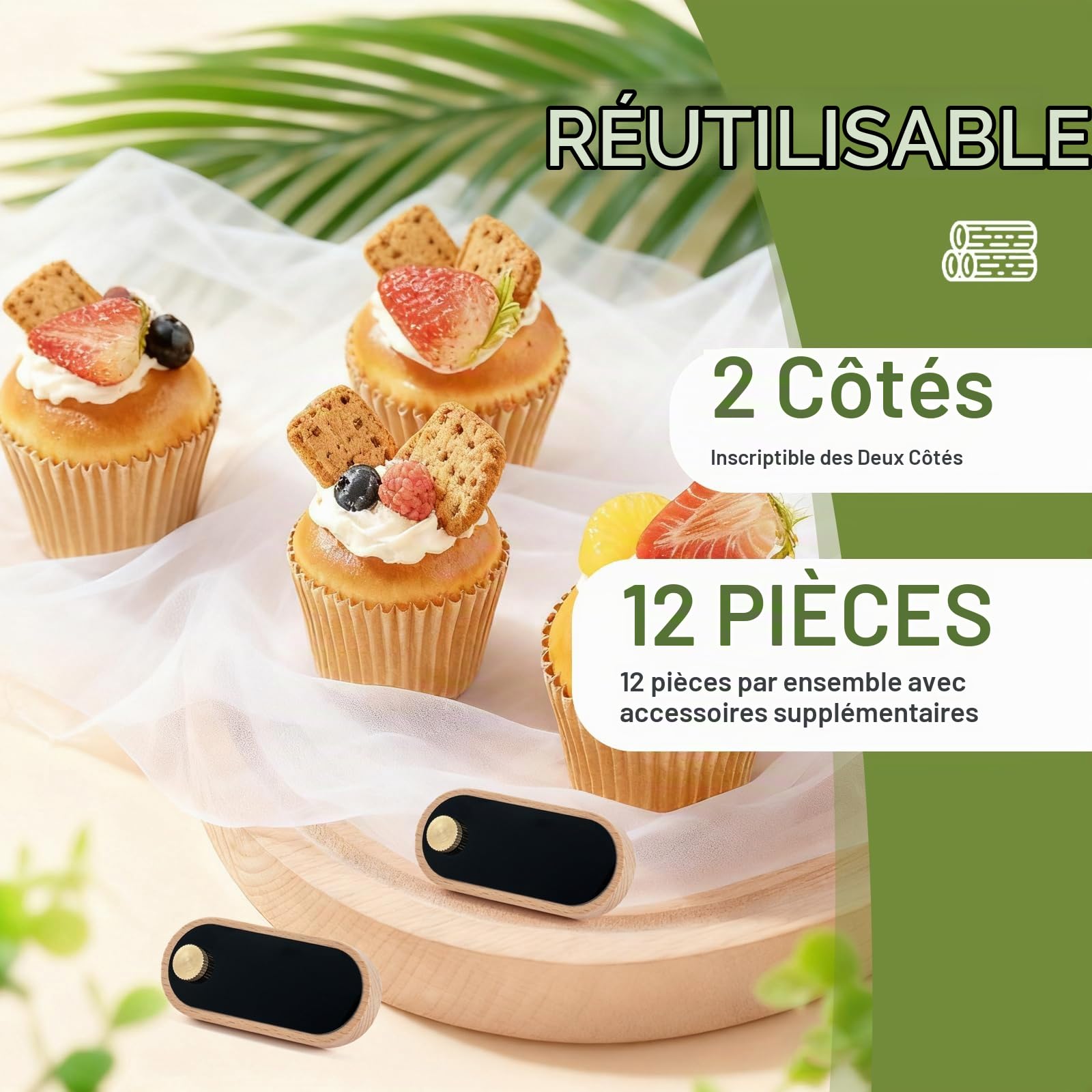 Mini Tableau Noir en Bois, 12 Pièces Petite Ardoise 8.5 x 3cm | Mini Panneaux d'Affichage, Tableau Noir pour Table, Ardoise de Table Décoratives pour Buffet Menus Bar Café