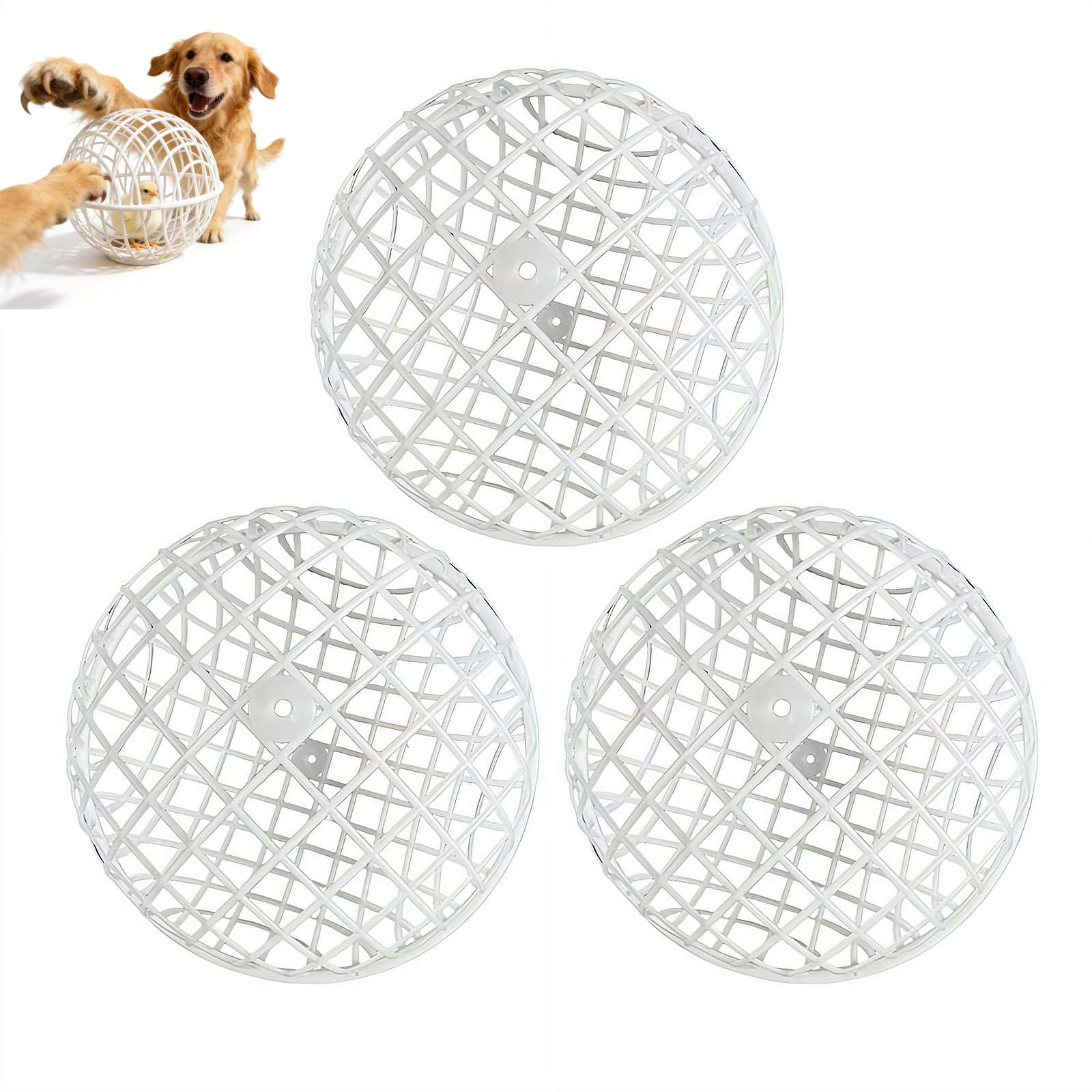3 Pack Chicken Ball Cage, Movable Rollings Safety Coop for Free Range, Plastic Detachable Orb for Chickens, Rabbits, Ducks, Birds, Prevents Dog Bites and Horse Trampling, Outdoor Farm Use